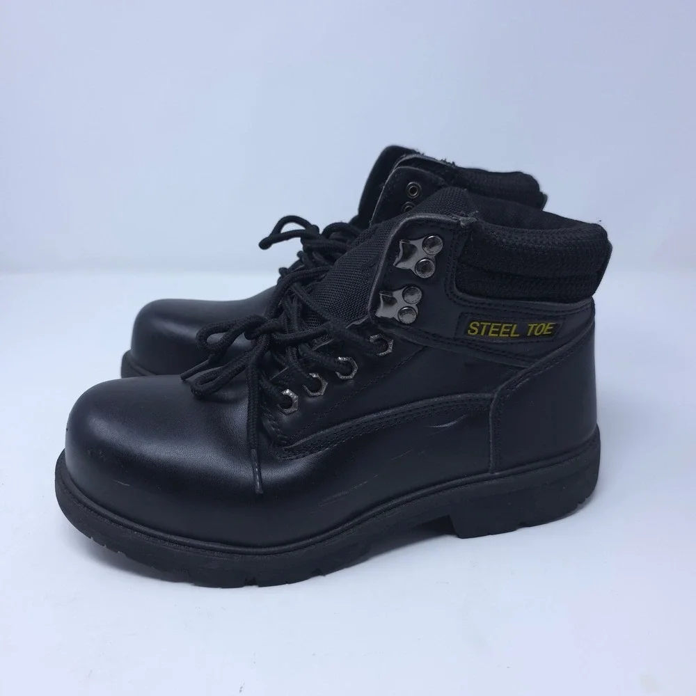 Brahma Mens Steel Toe Work Boots Black Leather MNBR46DP003 Size 6.5W
